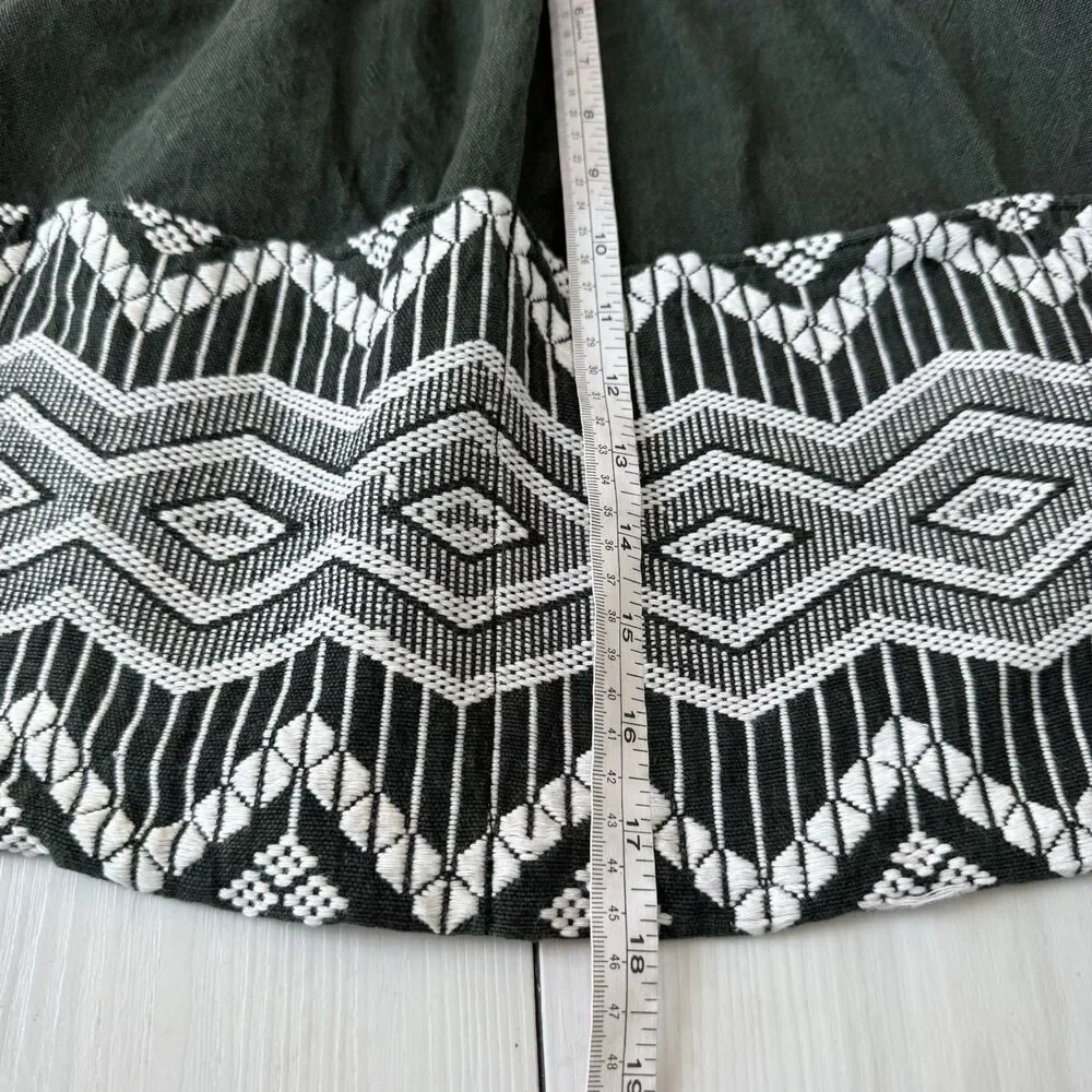 Vintage Mayatex Guatemalan Half Apron Hand Woven Green Cotton W/ Pockets